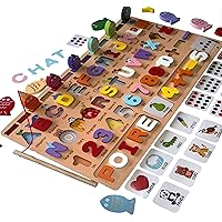MARAYAN,Jeux Montessori Enfant 2 3 4 Ans,Puzzle Alphabet,Apprendre Couleurs Lire et écrire,motricité Fine,Jeu de Peche magnet