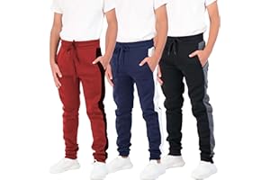 Real Essentials 3 Pack: Boys Youth Active Athletic Soft Fleece Jogger Sweatpants