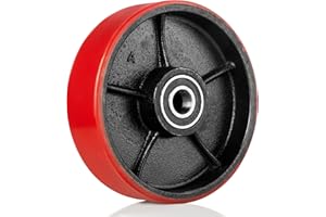 Pallit Rueda giratoria para transpaleta de poliuretano (PU), 180 x 50 mm, eje rojo, 20 mm, incluye rodamiento de bolas