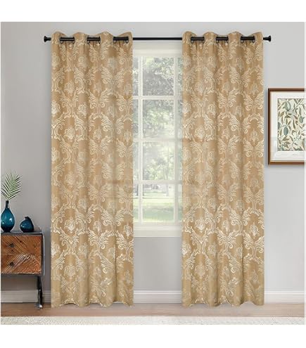 TENDE OCCHIELLI FODERATI foglia Catherine Lansfield Inga oro beige 168 cm x 183 cm in perfette