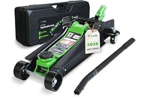 DRIVEUPTOOLS 2.5 Ton Low Profile Hydraulic Trolley Jack with Carry Case – 3.35 to 15 inches Lift Range – Quick Lift with Rubber Pad – Portable Car Jack for Cars & SUVs – 5500 lbs Capacity