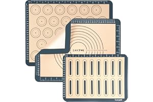 Lazymi Tapete de Silicona Antiadherente para Hornear Juego con Medidas, Lámina de Horno para Macaron Galletas Pizza Pan Pasta, Reutilizable, sin BPA, Resistente al Calor Lazymi (Gris)