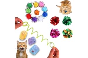 GYDERY Juguetes para Gatos (18ud):4 MUELLES y 14 Pelotas para Gatos - Gatos Accesorios - Juegos para Gatos - Juguetes para Gatos Bebes y Adultos - Juguetes interactivos para Gatos - Brinquedos para Gatos
