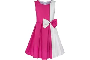 Sunny Fashion Girls Dress Color Block Contrast Bow Tie Everyday Party Age 4-14 Years