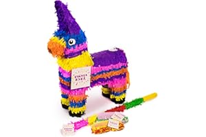 Trendario Esel Pinata Set, Pinjatta + Stab + Augenmaske, Ideal zum Befüllen mit Süßigkeiten und Geschenken - Piñata Pferd für Kindergeburtstag Spiel, Geschenkidee, Party, Hochzeit