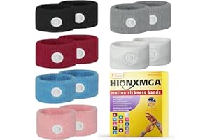 HIONXMGA 6 Paires de Bracelets Anti Nausées – Acupression Naturelle pour Mal des Transports, Nausées Matinales – Réutilisables et Confortables pour Adultes et Enfants