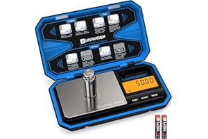 UNIWEIGH Digitale küchenwaage 200g/0,01g Feinwaage,Taschenwaage, Präzisionswaage, Waage Gramm, Briefwaage, Goldwaage, Scale mit 50g Kalibriergewicht -Blau