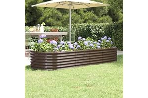 Susany Garden Planter Metal Raised Bed Garden Outdoor Balcony Planter Raised Garden Bed Powder-coated Steel 224x80x36 cm Brown