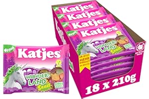 ‎KATJES Katjes Wunderland sauer Vorratspack – saure Fruchtgummi in magischen Formen und Farben, fruchtiger Mix in unterschiedlichen Geschmacksrichtungen, Vegan, Halal, 18 x 210g