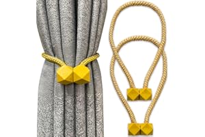 Yatinkim 2 Stück Vorhang Raffhalter Magnetische Gardinenhalter Seil Mit Magneten Fenster Zubehör Dekorativer Moderne Schlafzimmer Hotel Goldgelb