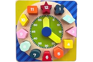 Bee Smart Wooden Shape Sorting Clock | Number & Shape Puzzle Teaching Time Toy | Kids Activity Montessori Educational Gifts for Preschool & Toddlers Boys & Girls