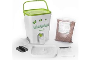 SKAZA EXCEEDING EXPECTATIONS. Skaza - mind your eco Organico Bokashi Pattumiera con Biogen per Compost per rifiuti da Cucina, per eliminare i microrganismi (Bianco/Lime)