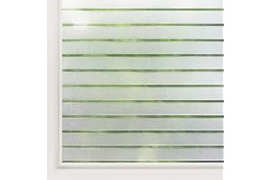 rabbitgoo Pellicola per Vetri Finestre Privacy con Motivo a Strisce 90x200cm, Pellicole Adesivo Satinata Opaca Decorativa, Pellicola Privacy Finestre Non Adesiva per Ufficio, Cucina e Casa