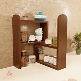 World Mart® Wooden Kitchen rack Multipurpose Countertop Spice Rack | 60 cm Kitchen Counter Top Organizer 24 Inches | 2-Tier K