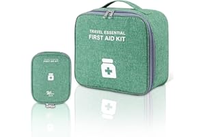 VAVICRAP Medikament Tasche, 2 Stück Medikamententasche Große Tragbar Klein Reiseapotheke Tasche Leer Erste Hilfe Medikamenten Aufbewahrung Wasserdicht Kapazität Tasche für Home Reisen-Grün