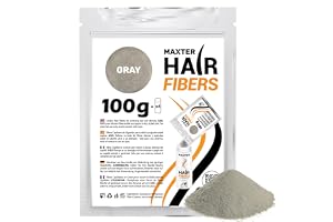 Maxter Hårfibrer Grå Refill 100g mot Skallighet för Män och Kvinnor | Påfyllningspåse med Mikrofibrer av Bomull i Pulverform, Hårförtjockning för Tunt Hår och Kala Fläckar, Hair Fiber