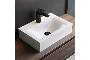 Mai & Mai Lavabo sobre Encimera Rectangular de Cerámica 45x30.5x10.5cm en Blanco con Orificio para Grifería Lavabo sin RebosaderoBR118C