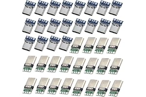 RUNCCI-YUN 40 st lödning USB C-kontakt, inbyggd USB C-kontakt, USB 3.1 typ C 24-stifts manlig honkontakt för lödning stödmodu