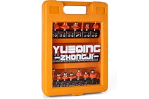 GENERIC Yueqing Zhongji Router Bits Setof 24 Pieces 1/4 Inch Shank-6.35MM Shnak Router Bit Set T Shape Router bit Set 1/4 Shank for Commercial Users and Beginners