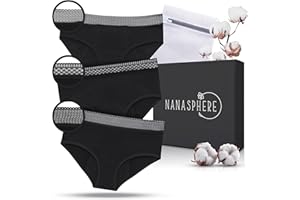 NANASPHERE Lot 3 Culottes Menstruelles 3 Styles Dentelles | Ultra Absorbant 4 Couches Coton Bio Certifié | Flux Abondant sous Vêtement Réutilisable | Règles Fuites Post Accouchement Adolescente Incontinence