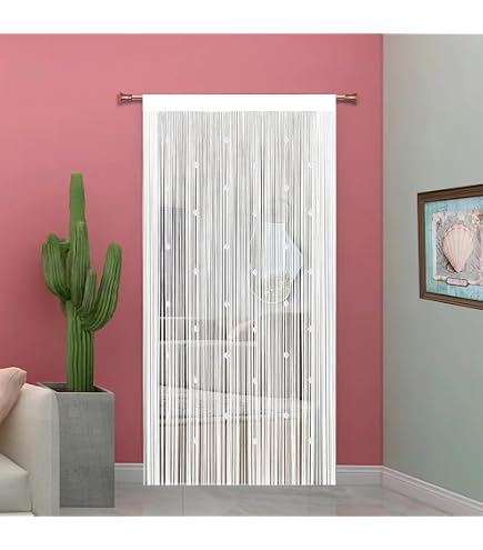Rideau De Porte En Bambou Perlé 60 Strands 60x200cm - Anti-Mouches Séparateur Décoratif Fait Main