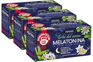 Pompadour, Infuso Erbe del Sonno e Melatonina, 54 Filtri (3 Confezioni da 18 Filtri), Ideale alla Sera per Favorire il Sonno, Senza Lattosio, Glutine e Allergeni