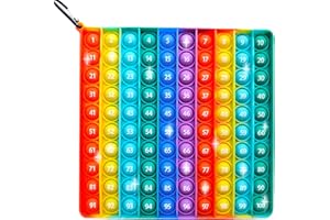 KICOSOADT Pop it,Popit XXL Toys,Rainbow Plopper Toy,Push Pop Bubble Fidget Sensory Toy per bambini e adulti,Fidget Popper Antistress,Giocattolo Per l'apprendimento di 1-100 Numeri (arcobaleno colore)