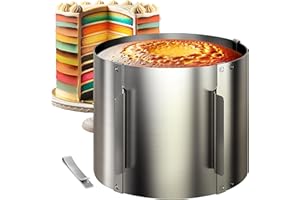 4smile - Teglia ad anello per torte, regolabile, altezza 15 cm, in acciaio inox, stampo alto per preparare facilmente torte alla crema, con strati e decorazioni