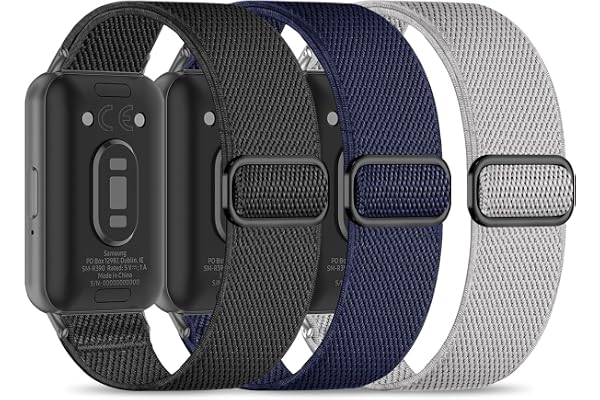 Wizvv Elastiska armband, 3 st., kompatibla med Samsung Galaxy Fit 3, klockarmband av nylon med snabböppning, ersättningsarmband för Samsung Galaxy Fit 3 SM-R390, för kvinnor och män