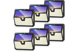 Seklin 6 Pack Outdoor Solar Lights, 238 LED Solar Security Lights and 3 Modes Motion Sensor 270° Wide Angle Solar Powered Lights IP65 Waterproof Solar Wall Light for Front Door, Yard, Garage, Garden