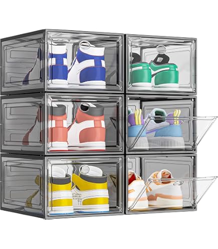 AKTIVE Max Home Boîtes à Chaussures en Plastique, Lot de 6 Boîtes de Rangement, 35X27X18,5 cm, Empilables, Anti-Basculement, Jusqu'à T46, Transparentes AKTIVE Max Home Boîtes à Chaussures en Plastique, Lot de 6 Boîtes de Rangement, 35X27X18,5 cm, Empilables, Anti-Basculement, Jusqu'à T46, Transparentes