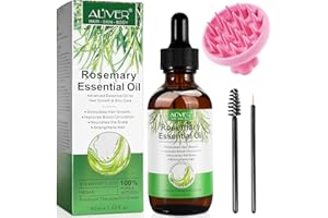 PLOBRT Rosmarinöl Haare, mit Silikon Kopfhaut Massagebürste, Rosemary Oil for Hair, Rosmarinöl für Haar und Kopfhaut, gesundes Haarwachstum, 60 ml