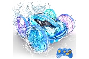 Tecnock Amphibious Remote Control Car Boat for Kids, 4WD RC Cars with Waterproof Remote, 2.4GHz RC Boat with LED Lights, 60 Minutes of Playtime, Water Pool Toys Gifts for Boys and Girls