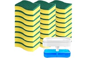 AIDEA Spugna per strofinare resistente - 24 pezzi, dispenser di sapone per piatti da cucina, 2 in 1 con dispenser di sapone e porta spugna per bagno, piano di lavoro, lavandino - 25 Oz