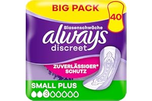 ‎ALWAYS DISCREET Always Discreet Inkontinenzeinlagen Für Frauen Normal 40 Stück Rundumschutz Unglaubliche Diskretion