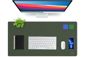 K KNODEL Tappetino Scrivania, Sottomano Scrivania, Pelle PVC Tappetino Scrivania per Laptop, Copri Scrivania, Doppia Facciata (80cm x 40cm, Verde scuro)