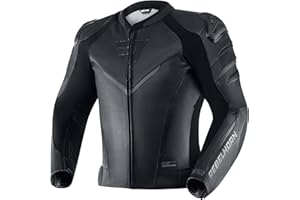 REBELHORN Fighter Chaqueta de Moto Hombre | Cuero | Protectores de Codos, Hombros y Espalda Nivel 2 | Deslizadores de Hombros | Chaleco Impermeable In&Out | Paneles de ventilación | Tallas hasta 62