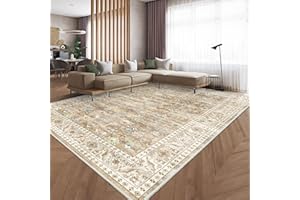 ‎HOMFINE HOMFINE Vintage Teppich - Wohnzimmer Teppich Schlafzimmer Teppich Waschbarer Teppiche Esszimmer Teppich Kurzflor Outdoor Teppich Flauschiger rutschfest Teppich Beige Braun 160 x 230 cm