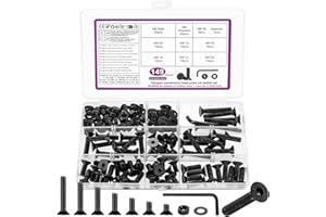 BATENGKEJI 149 Pcs M6 Screws Set, M6 Bolts and Nuts Set, Countersunk Bolts Set, Flat Head Machine Screws and Nuts and Washers Set, Hex Socket Head Cap Screw Assortment with Wrench