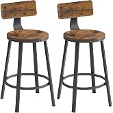Vasagle Kitchen Stools, Set of 2, 51 x 51 x 88.5 cm | BARNET Collection LBC076B01 Modern Basic Back Bar Chairs Rustic Brown a