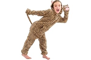 NSSONBEN gepard kostium dzieci halloween kostium, leopard zwierzę kostium chłopiec dziewczynka 7-8 lat