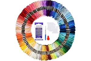 Embroidery Threads 100 Skeins Pack，AUERVO Embroidery Floss,Cross Stitch Threads，Friendship Bracelets Thread，Crafts Floss Rainbow Color with Free Embroidery Needles,Floss Bobbins…