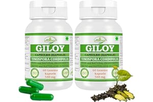 MORSAN NUTRAVEDA Giloy (Guduchi) Kapseln 500 mg. – 60 Vegane Kapseln | Hochdosierter Tinospora-cordifolia-Extrakt (10:1) | Ayurvedisches Nahrungsergänzungsmittel für Männer & Frauen (2 Flasche mit 60 Kapseln)
