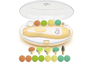 Royal Angels Baby-Nagelfeile 21 in 1, mit zusätzlichen 13 Ersatzwerkzeugen, Baby-Nagel, Baby-Nagelschneider, Zehen- und Nagelknipser für Neugeborene, Kleinkinder, Trimmen und Polieren (Gelb)
