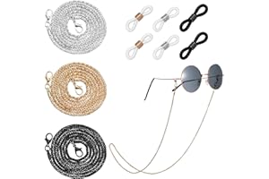 BREMOROU 3 sztuki łańcuszków na okulary, łańcuszek damski, złoty, czarny, srebrny, modne paski do okularów przeciwsłonecznych, stop cynku, stylowy uchwyt na okulary ochronne, ze sznurkiem do okularów