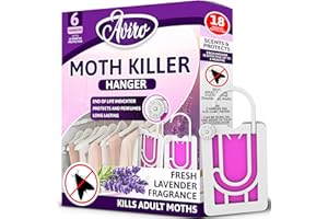 Aviro Moth Repellent for Wardrobes - 6 Moth Killer Hangers with Natural Lavender Scent. Highly Effective Moth Killer for Wardrobes, Drawers and Clothes Storage. Easy to Use Moth Repellent for Clothes