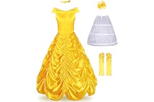 JerrisApparel Disfraz Princesa Belle Adultos Vestido Carnaval Navidad con Enagua