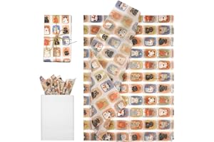 Tinoaly 30 Feuilles Papier de Soie, 50x35cm Imprimé Chat Orange pour Emballage Cadeau pour Anniversaire Baby Shower Fête d'Animaux Bricolage