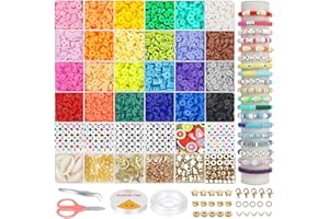 FRENDOUR 5400 Clay Beads Bracelet Making Kit, 5000pcs Beads for Friendship Bracelet Kits,24 Colors Polymer Clay Bead with Letter & Fruit Bead for DIY Jewelry Making Bracelets Necklace Earrings