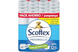 Scottex Papel Higiénico Megarollo (Doble rollo) 48 rollos equivalen a 96 rollos regulares